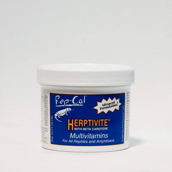 Rep-Cal Herptivite Multivitamin & Mineral Powder For Reptiles & Amphibians - 3.3 Oz Supplement For Turtles, Lizards, Etc.